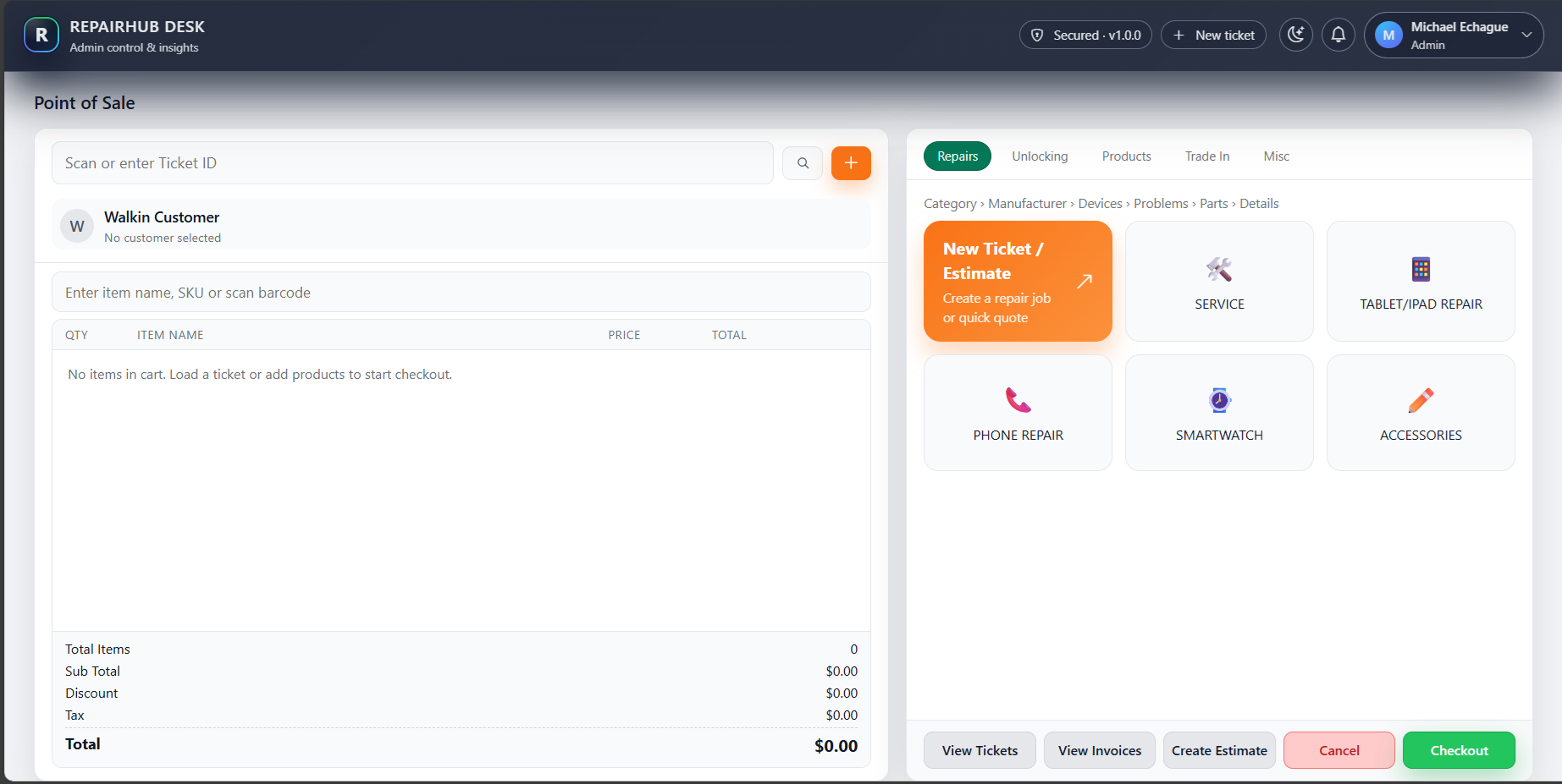 POS checkout screenshot